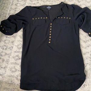 Black shirt sleeve blouse with detail size small